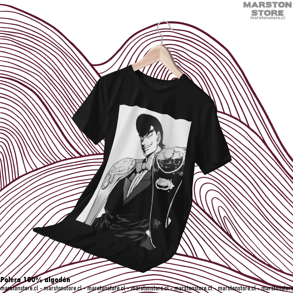 Polera negra Hajime no Ippo con diseño de Mamoru Takamura