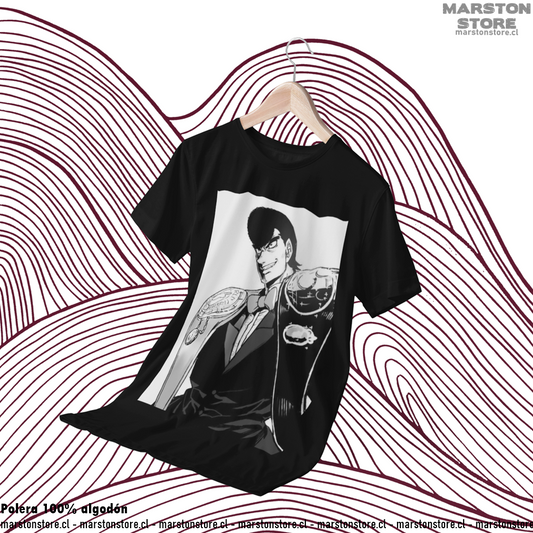 Polera negra Hajime no Ippo con diseño de Mamoru Takamura