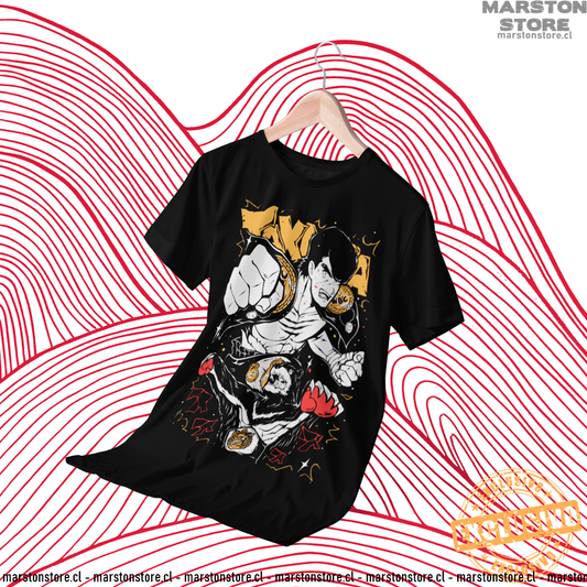 Polera negra Hajime no Ippo con diseño de Mamoru Takamura