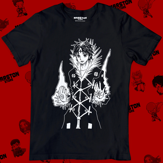 Polera negra Hunter x Hunter con diseño de Chrollo Lucilfer