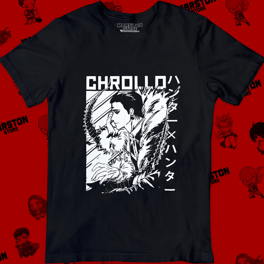 Polera negra Hunter x Hunter con diseño de Chrollo Lucilfer