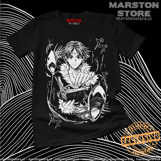 Polera negra Hunter x Hunter con diseño de Chrollo Lucilfer
