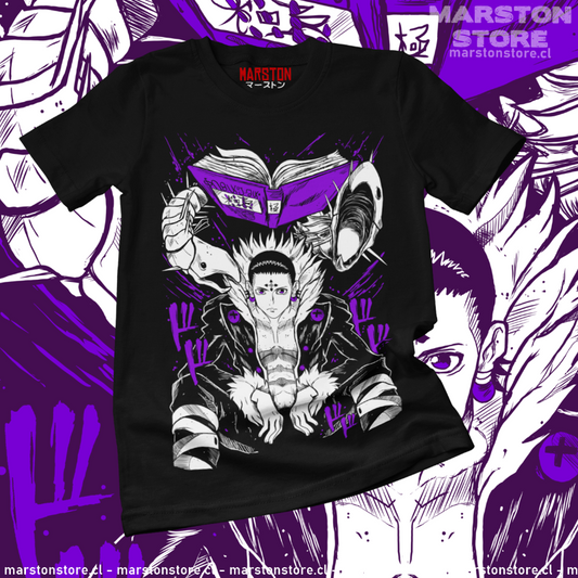 Polera negra Hunter x Hunter con diseño de Chrollo Lucilfer