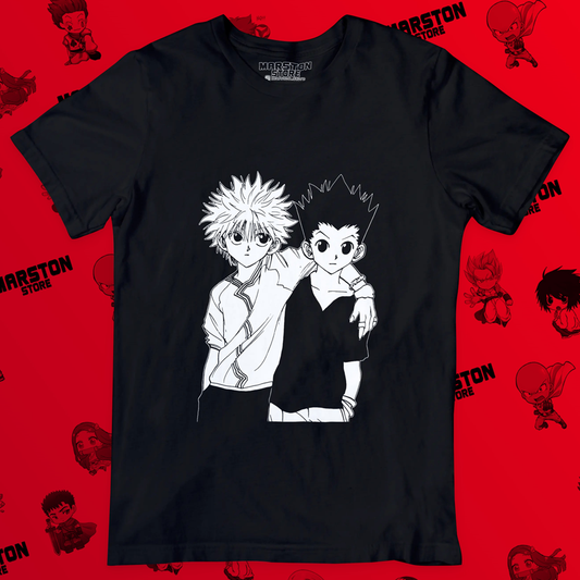 Polera negra Hunter x Hunter con Gon Freecss y Killua Zoldyck
