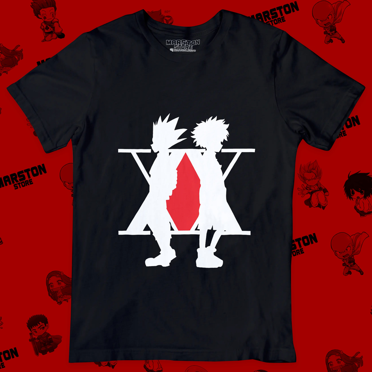 Polera negra Hunter x Hunter con Gon Freecss y Killua Zoldyck