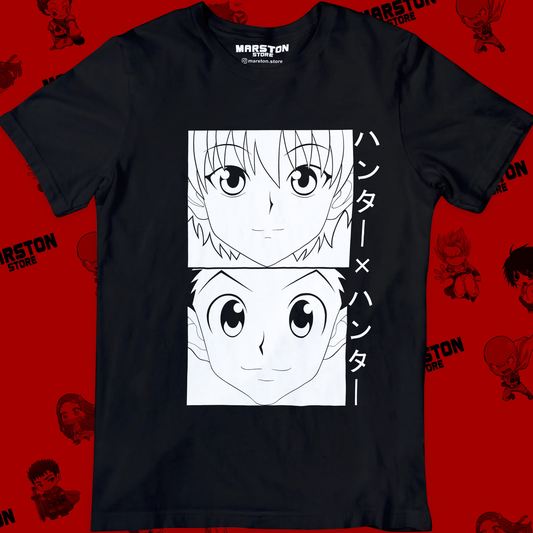 Polera negra Hunter x Hunter con Gon Freecss y Killua Zoldyck