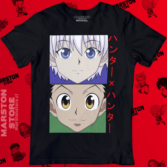 Polera negra Hunter x Hunter con Gon Freecss y Killua Zoldyck