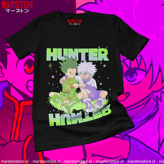 Polera negra Hunter x Hunter con Gon Freecss y Killua Zoldyck