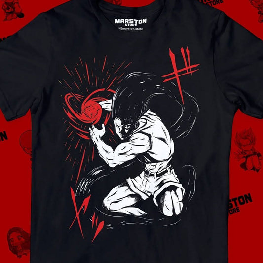 Polera negra Hunter x Hunter con diseño de Gon Freecss