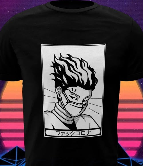 Polera negra Hunter x Hunter con diseño de Hisoka Morow