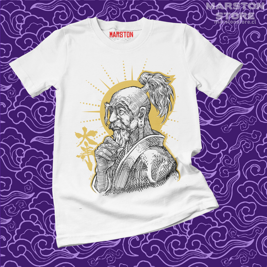 Polera blanca Hunter x Hunter con diseño v2 de Isaac Netero