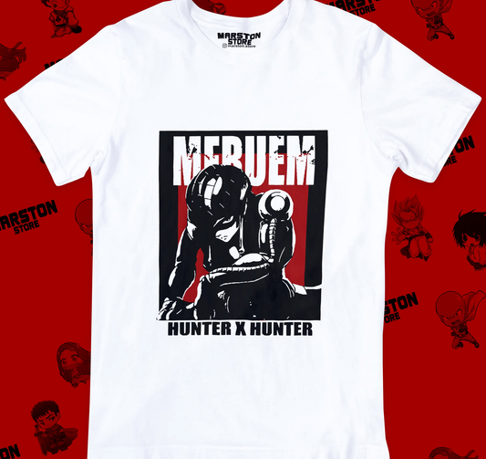 Polera blanca Hunter x Hunter con diseño de Meruem