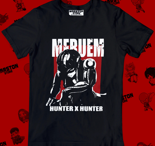 Polera negra Hunter x Hunter con diseño de Meruem