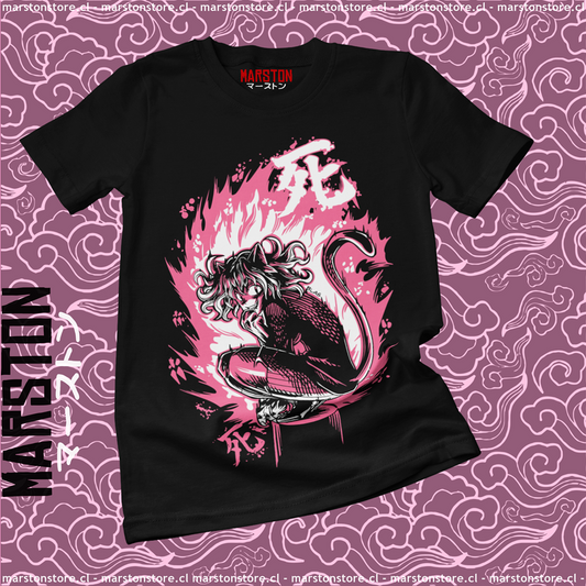 Polera negra Hunter x Hunter con diseño de Neferpitou