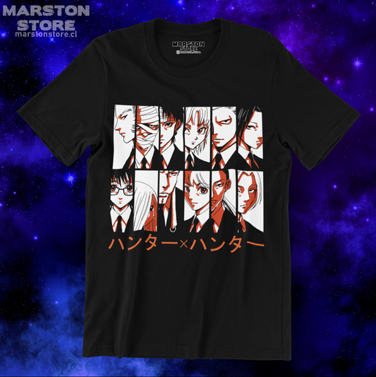 Polera negra con diseño de Hunter x Hunter