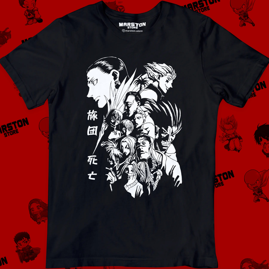 Polera negra con diseño de Hunter x Hunter