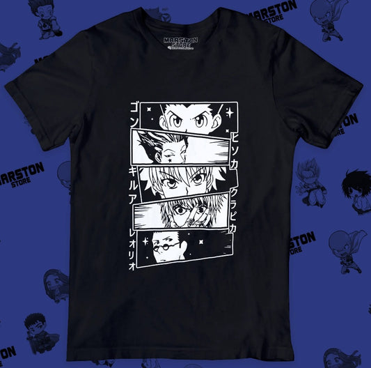 Polera negra con diseño de Hunter x Hunter