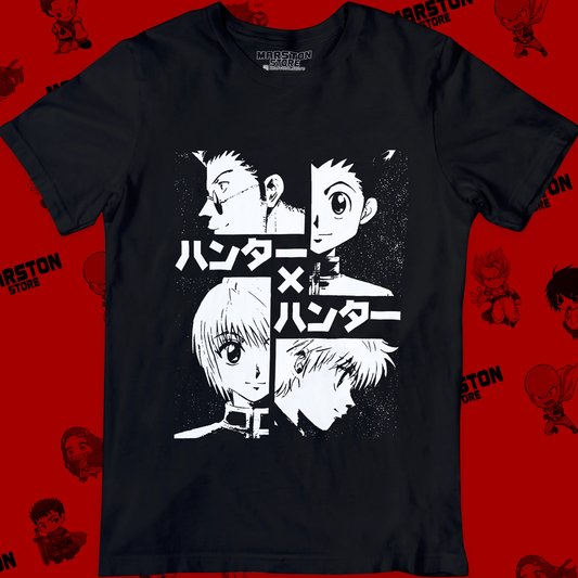 Polera negra con diseño de Hunter x Hunter