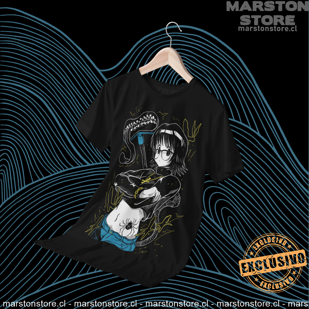 Polera negra Hunter x Hunter con diseño de Shizuku Murasaki