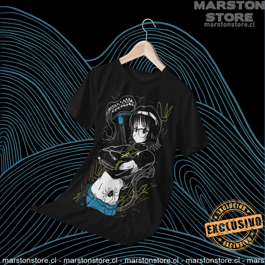 Polera negra Hunter x Hunter con diseño de Shizuku Murasaki