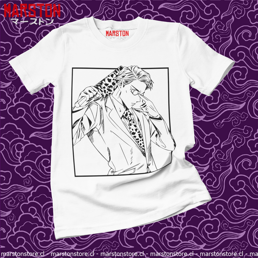 Polera blanca Jujutsu Kaisen con diseño de Kento Nanami