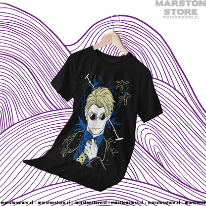 Polera negra Jujutsu Kaisen con diseño de Kento Nanami