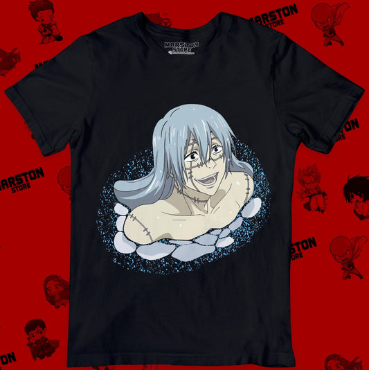 Polera negra Jujutsu Kaisen con diseño de Mahito