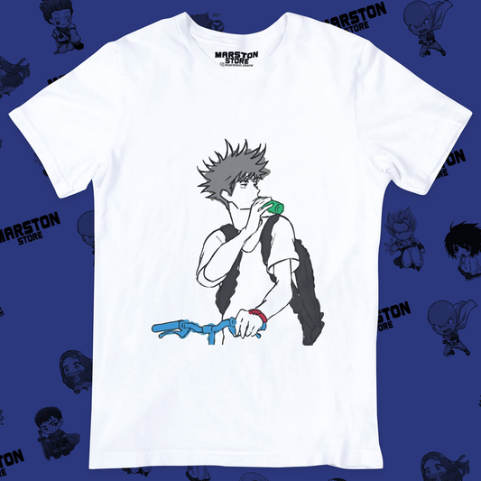 Polera blanca Jujutsu Kaisen con diseño de Megumi Fushiguro