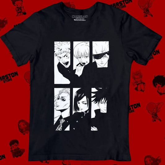 Polera negra con diseño de Jujutsu Kaisen