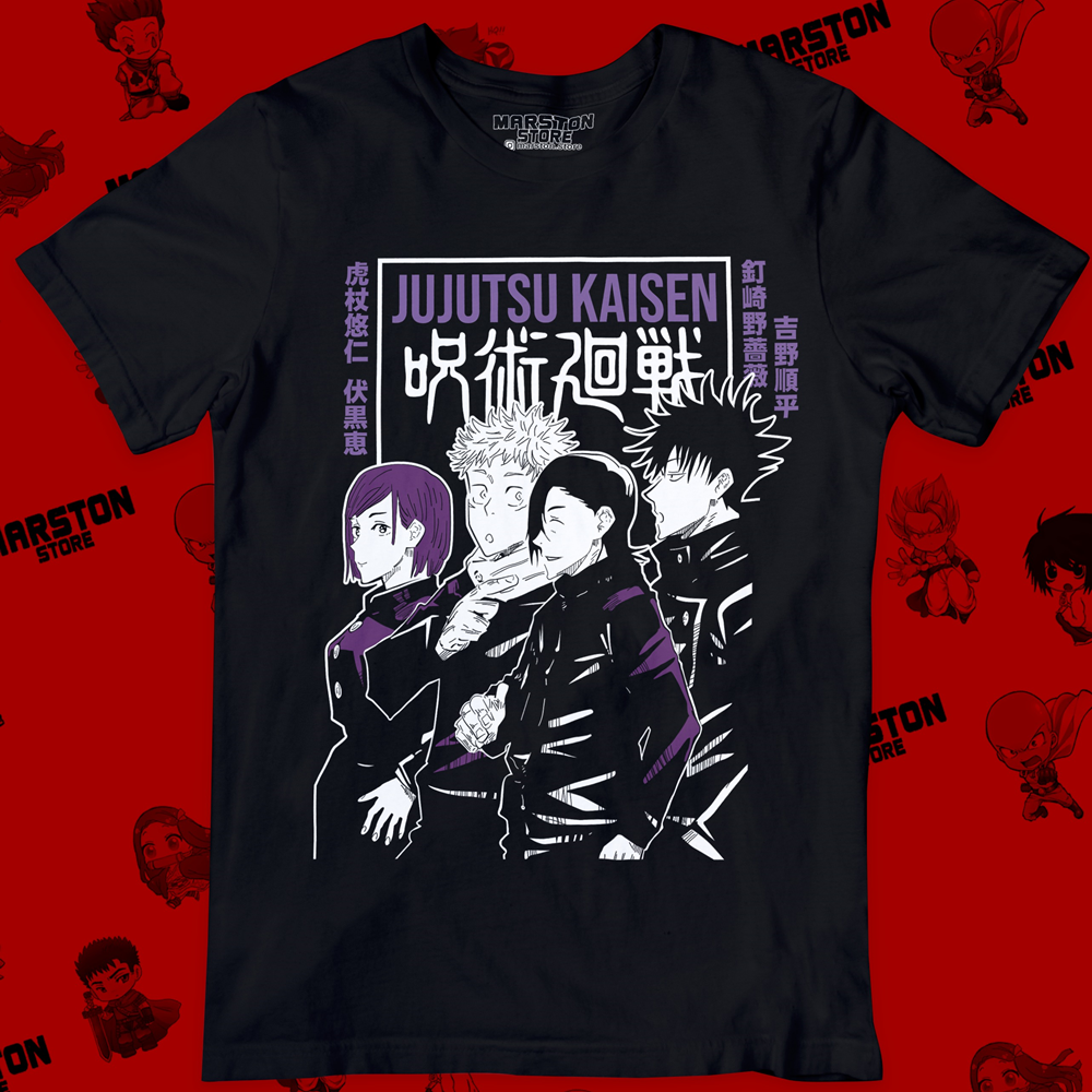 Polera negra con diseño de Jujutsu Kaisen
