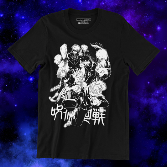 Polera negra con diseño de Jujutsu Kaisen