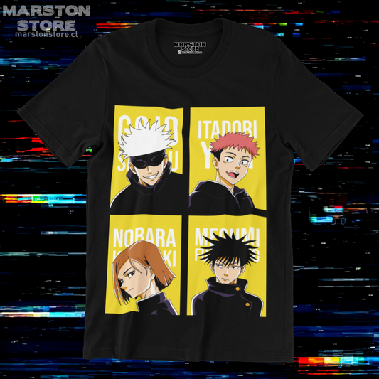 Polera negra con diseño de Jujutsu Kaisen