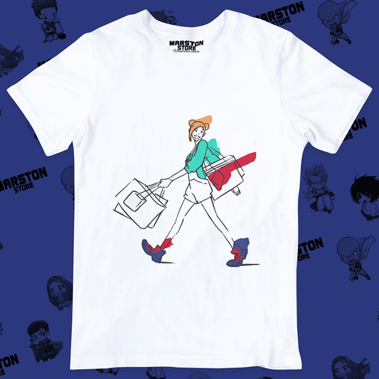 Polera blanca Jujutsu Kaisen con diseño de Nobara Kugisaki