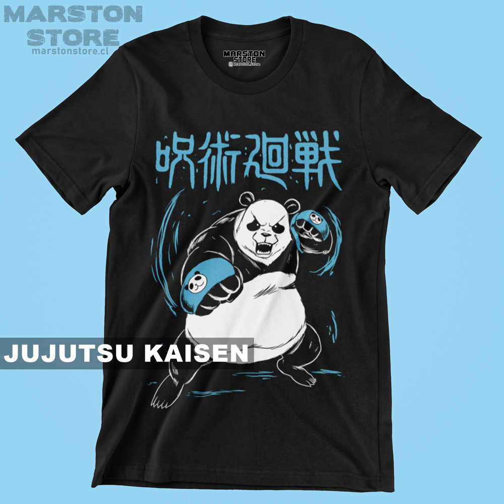 Polera negra Jujutsu Kaisen con diseño de Panda