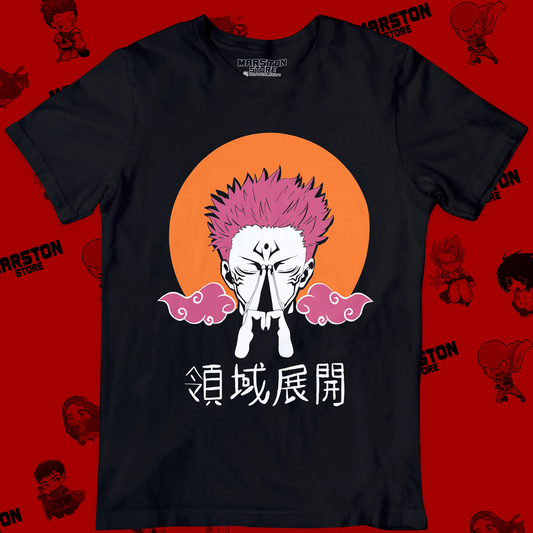 Polera negra Jujutsu Kaisen con diseño de Ryomen Sukuna