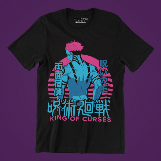 Polera negra Jujutsu Kaisen con diseño de Ryomen Sukuna