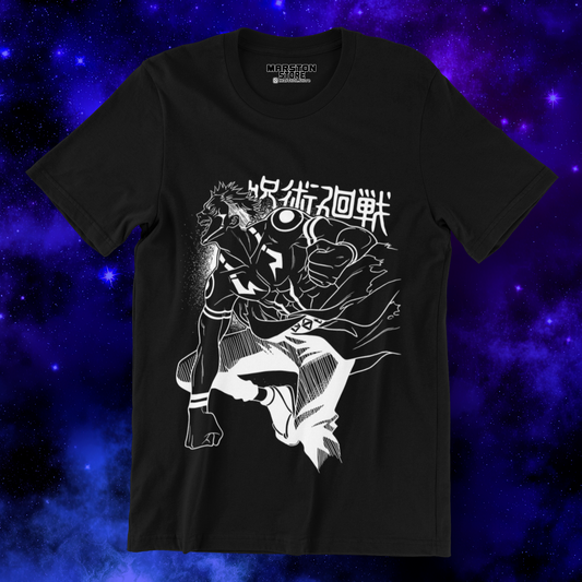 Polera negra Jujutsu Kaisen con diseño de Ryomen Sukuna
