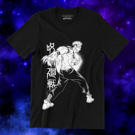 Polera negra Jujutsu Kaisen con diseño de Ryomen Sukuna