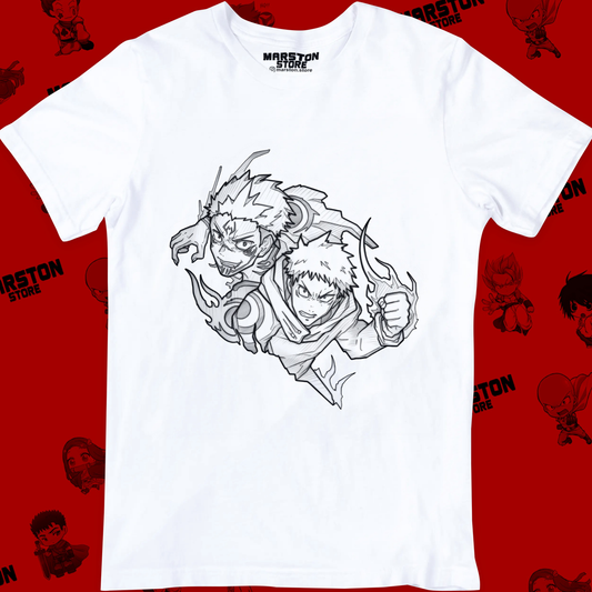 Polera blanca Jujutsu Kaisen con Ryomen Sukuna y Yuji Itadori
