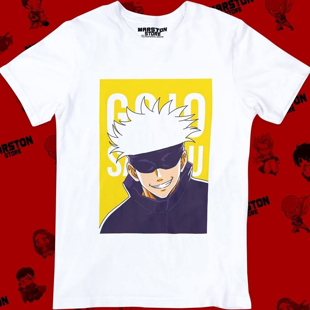 Polera blanca Jujutsu Kaisen con diseño de Satoru Gojo