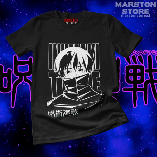 Polera negra Jujutsu Kaisen con diseño de Toge Inumaki