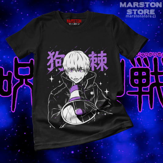 Polera negra Jujutsu Kaisen con diseño de Toge Inumaki