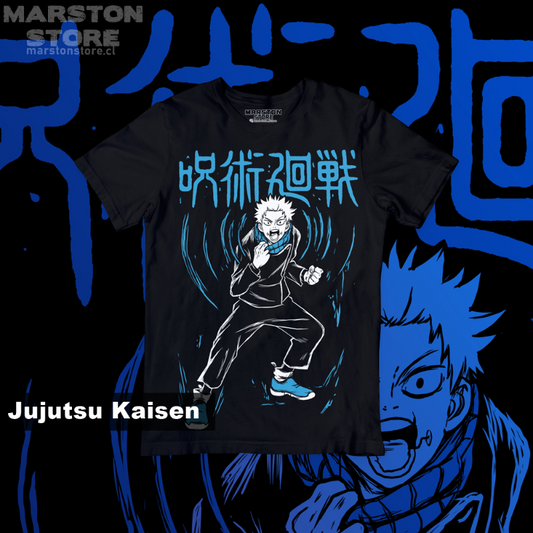 Polera negra Jujutsu Kaisen con diseño de Toge Inumaki