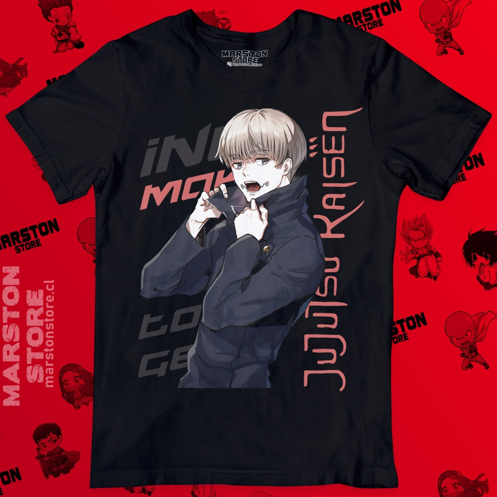 Polera negra Jujutsu Kaisen con diseño de Toge Inumaki