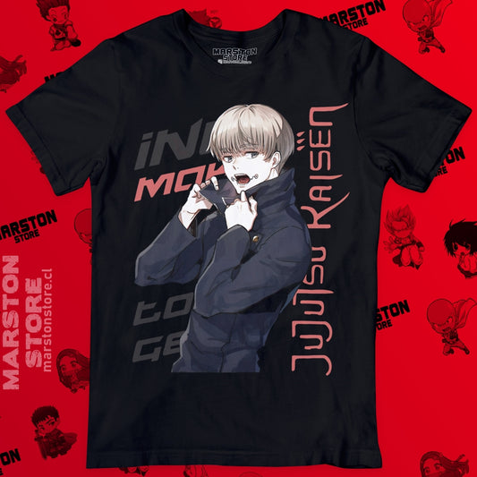 Polera negra Jujutsu Kaisen con diseño de Toge Inumaki