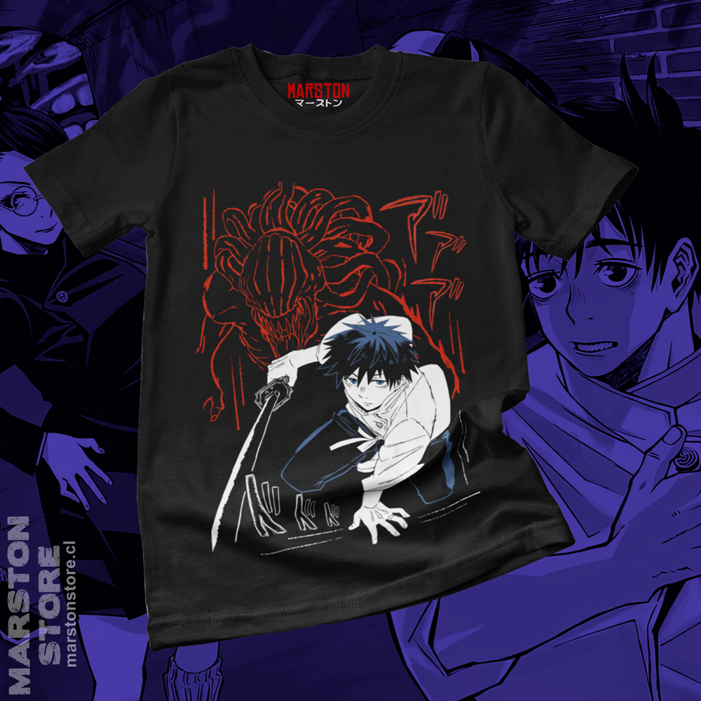Polera negra Jujutsu Kaisen con diseño de Yuta Okkotsu