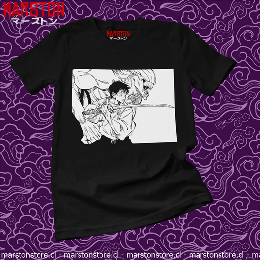 Polera negra Jujutsu Kaisen con Yuta Okkotsu y Rika