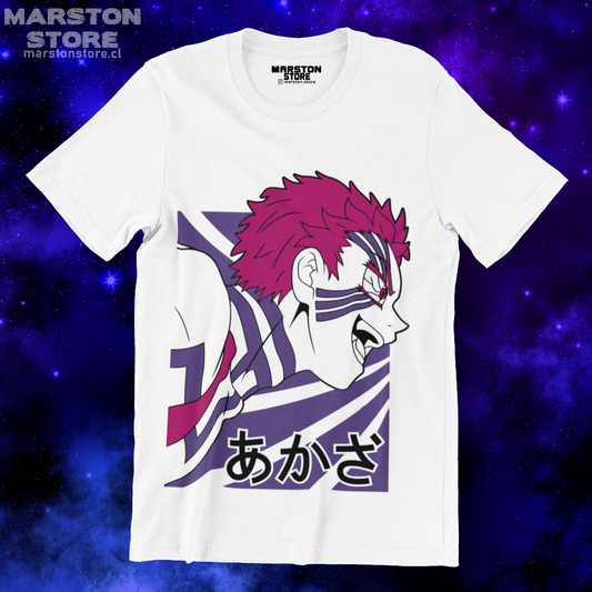 Polera blanca Kimetsu no Yaiba Demon Slayer con diseño de Akaza