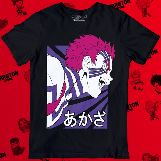 Polera negra Kimetsu no Yaiba Demon Slayer con diseño de Akaza