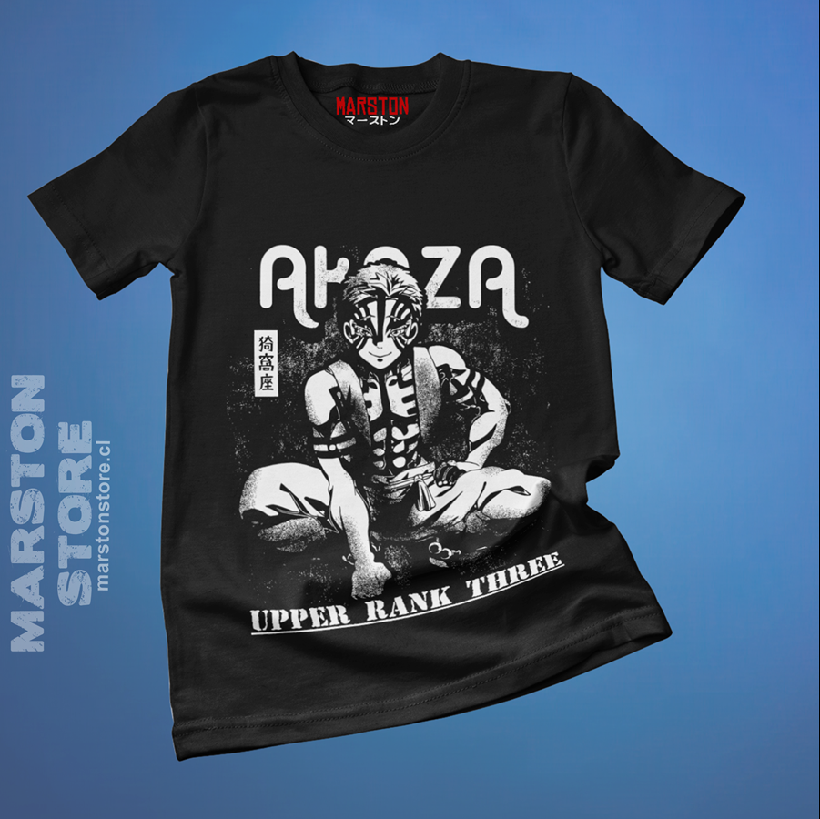 Polera negra Kimetsu no Yaiba Demon Slayer con diseño de Akaza